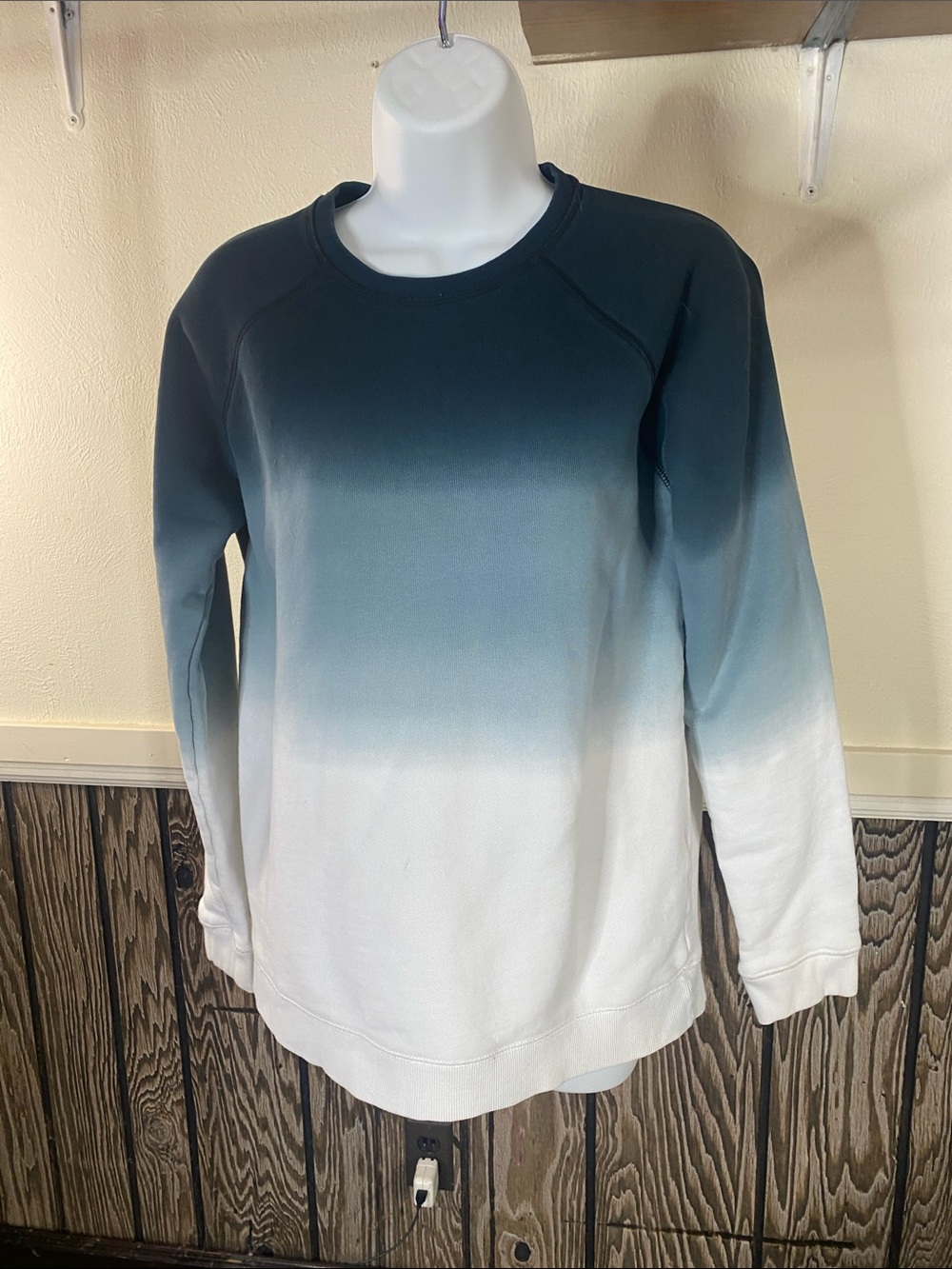 Peloton Ombre Crewneck Sweatshirt in Teal and White